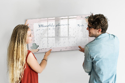 Beschrijfbaar magneetbord van glas met design Maandplanner