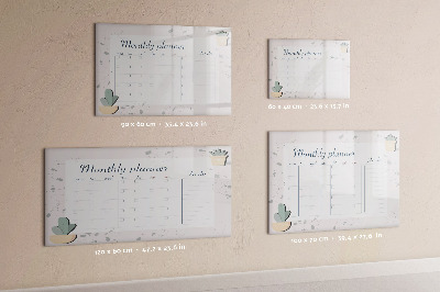 Beschrijfbaar magneetbord van glas met design Maandplanner