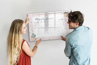 Beschrijfbaar magneetbord van glas met design Maandplanner