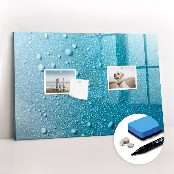 Magnetisch planbord voor de muur van bedrukt glas Druppels water