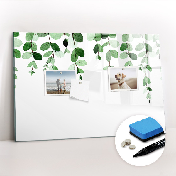 Uitwisbaar glazen planbord met magnetische functie Plantenbladeren