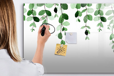 Uitwisbaar glazen planbord met magnetische functie Plantenbladeren