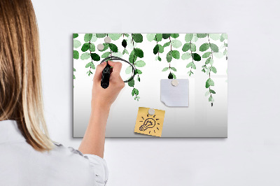 Uitwisbaar glazen planbord met magnetische functie Plantenbladeren