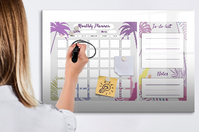 Beschrijfbaar magneetbord van glas met design Maandplanner