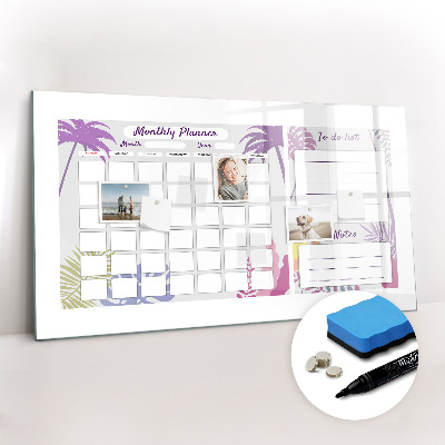Beschrijfbaar magneetbord van glas met design Maandplanner