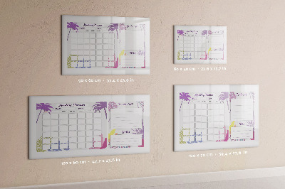 Beschrijfbaar magneetbord van glas met design Maandplanner