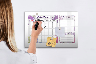 Beschrijfbaar magneetbord van glas met design Maandplanner
