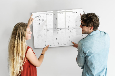 Magnetisch planbord voor de muur van bedrukt glas Weekplan