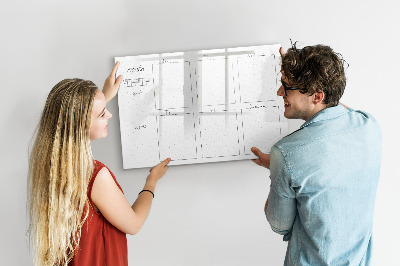 Magnetisch planbord voor de muur van bedrukt glas Weekplan
