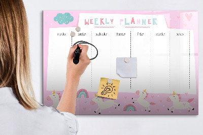 Uitwisbaar glazen planbord met magnetische functie Weekplanner voor kinderen