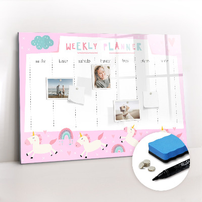 Uitwisbaar glazen planbord met magnetische functie Weekplanner voor kinderen