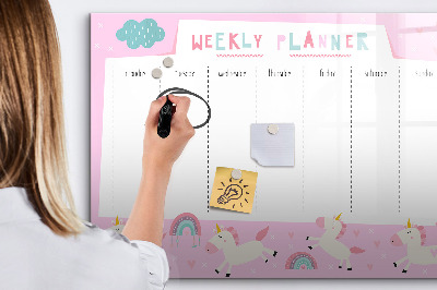 Uitwisbaar glazen planbord met magnetische functie Weekplanner voor kinderen