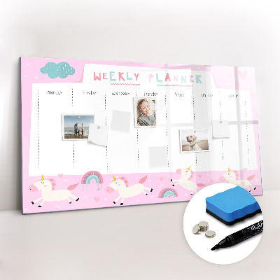 Uitwisbaar glazen planbord met magnetische functie Weekplanner voor kinderen