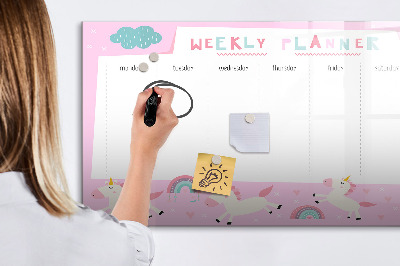 Uitwisbaar glazen planbord met magnetische functie Weekplanner voor kinderen