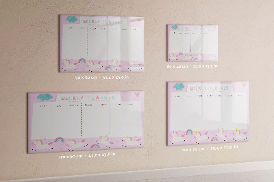 Uitwisbaar glazen planbord met magnetische functie Weekplanner voor kinderen