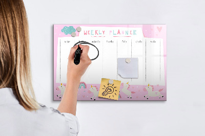 Uitwisbaar glazen planbord met magnetische functie Weekplanner voor kinderen