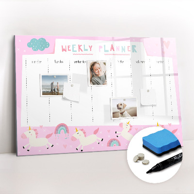 Uitwisbaar glazen planbord met magnetische functie Weekplanner voor kinderen