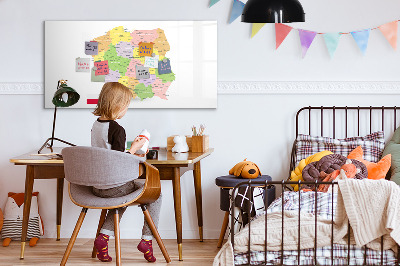 Magnetisch planbord voor de muur van bedrukt glas Kaart van Polen