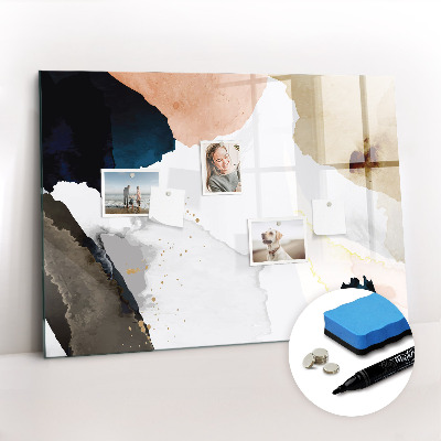 Beschrijfbaar magneetbord van glas met design Abstractievlekken