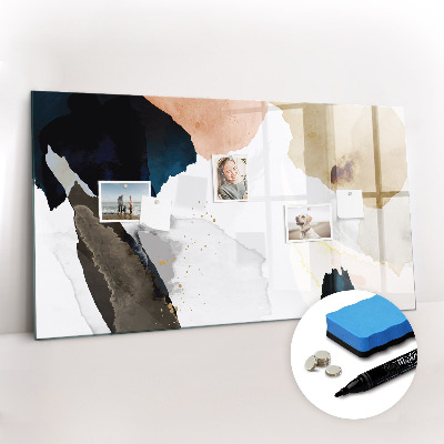 Beschrijfbaar magneetbord van glas met design Abstractievlekken