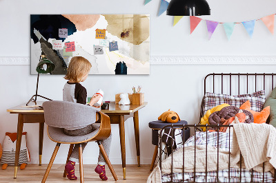 Beschrijfbaar magneetbord van glas met design Abstractievlekken