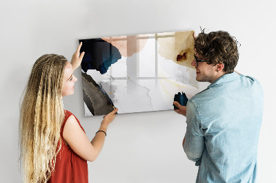Beschrijfbaar magneetbord van glas met design Abstractievlekken