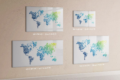 Magnetisch planbord voor de muur van bedrukt glas Kaart met vriendelijke woorden