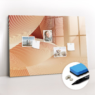 Beschrijfbaar magneetbord van glas met design Golven abstract patroon