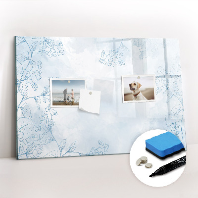 Beschrijfbaar magneetbord van glas met design Schets van planten