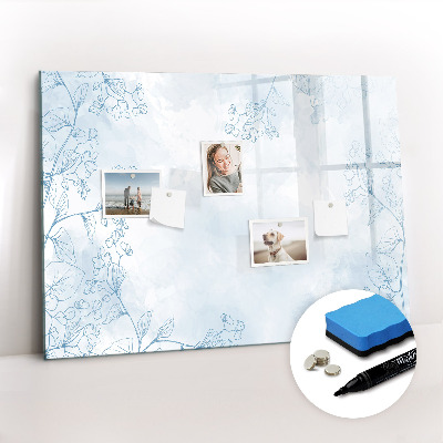 Beschrijfbaar magneetbord van glas met design Schets van planten