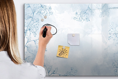 Beschrijfbaar magneetbord van glas met design Schets van planten