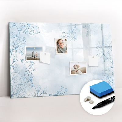 Beschrijfbaar magneetbord van glas met design Schets van planten