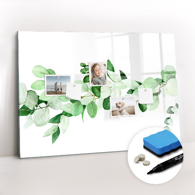 Beschrijfbaar magneetbord van glas met design Een tak van een plant