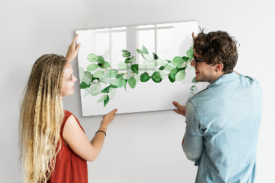 Beschrijfbaar magneetbord van glas met design Een tak van een plant