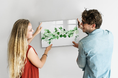 Beschrijfbaar magneetbord van glas met design Een tak van een plant