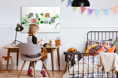 Beschrijfbaar magneetbord van glas met design Een tak van een plant