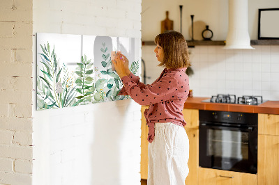 Beschrijfbaar magneetbord van glas met design Aquarelbladeren