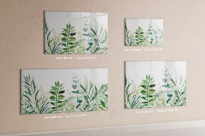 Beschrijfbaar magneetbord van glas met design Aquarelbladeren