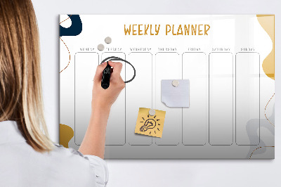 Uitwisbaar glazen planbord met magnetische functie Wekelijkse planner