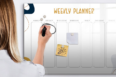 Uitwisbaar glazen planbord met magnetische functie Wekelijkse planner