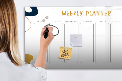 Uitwisbaar glazen planbord met magnetische functie Wekelijkse planner