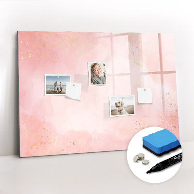 Beschrijfbaar magneetbord van glas met design Roze marmer