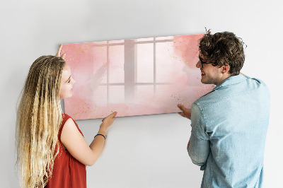 Beschrijfbaar magneetbord van glas met design Roze marmer
