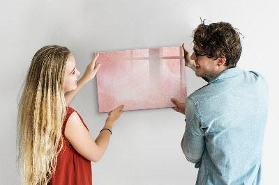 Beschrijfbaar magneetbord van glas met design Roze marmer