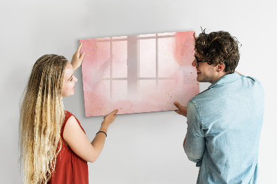 Beschrijfbaar magneetbord van glas met design Roze marmer