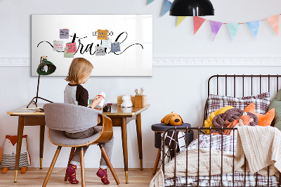 Magnetisch planbord voor de muur van bedrukt glas Het opschrift reizen