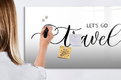 Magnetisch planbord voor de muur van bedrukt glas Het opschrift reizen