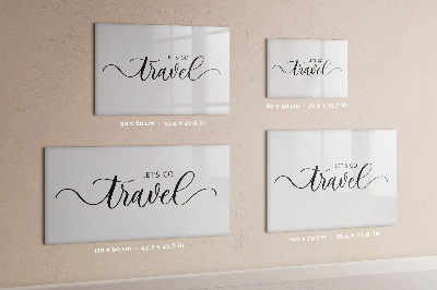 Magnetisch planbord voor de muur van bedrukt glas Het opschrift reizen