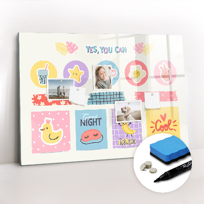 Uitwisbaar glazen planbord met magnetische functie Schoolplanner