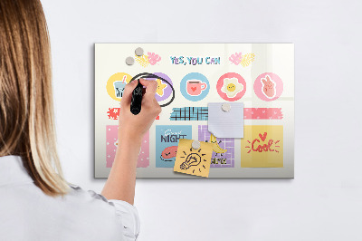 Uitwisbaar glazen planbord met magnetische functie Schoolplanner